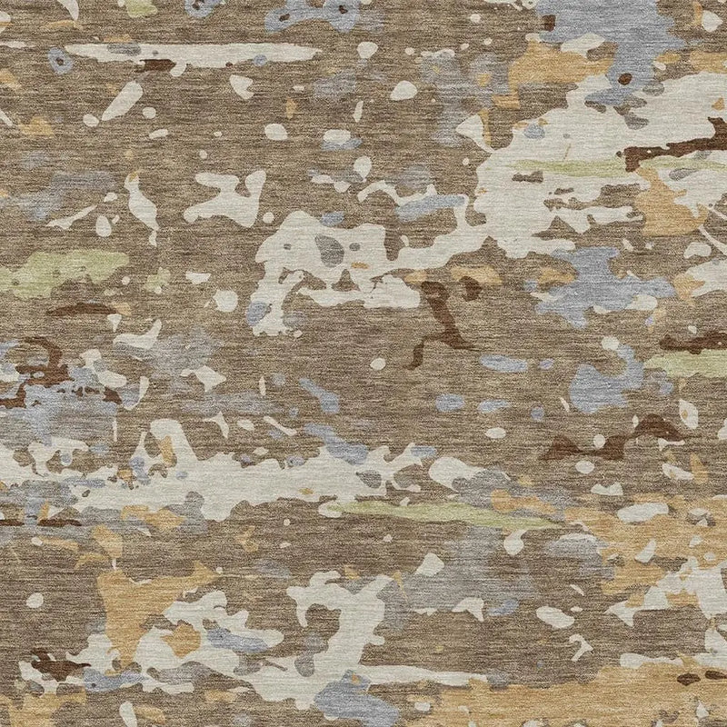 3' X 5' Brown And Ivory Abstract Washable Indoor Outdoor Area Rug Homeroots Outdoor
