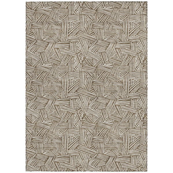 3' X 5' Brown And Ivory Geometric Washable Indoor Outdoor Area Rug Homeroots Outdoor