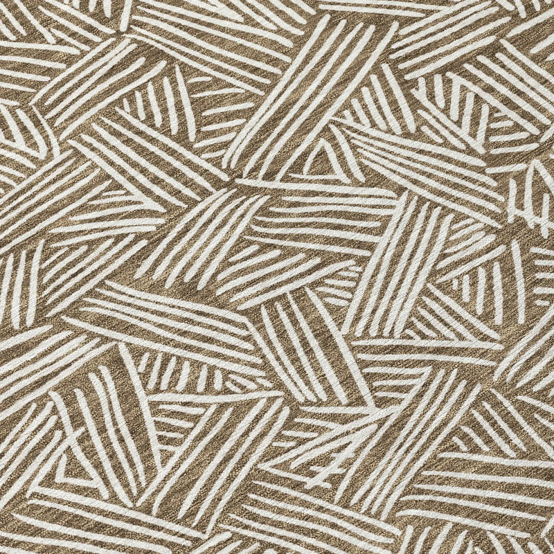 3' X 5' Brown And Ivory Geometric Washable Indoor Outdoor Area Rug Homeroots Outdoor