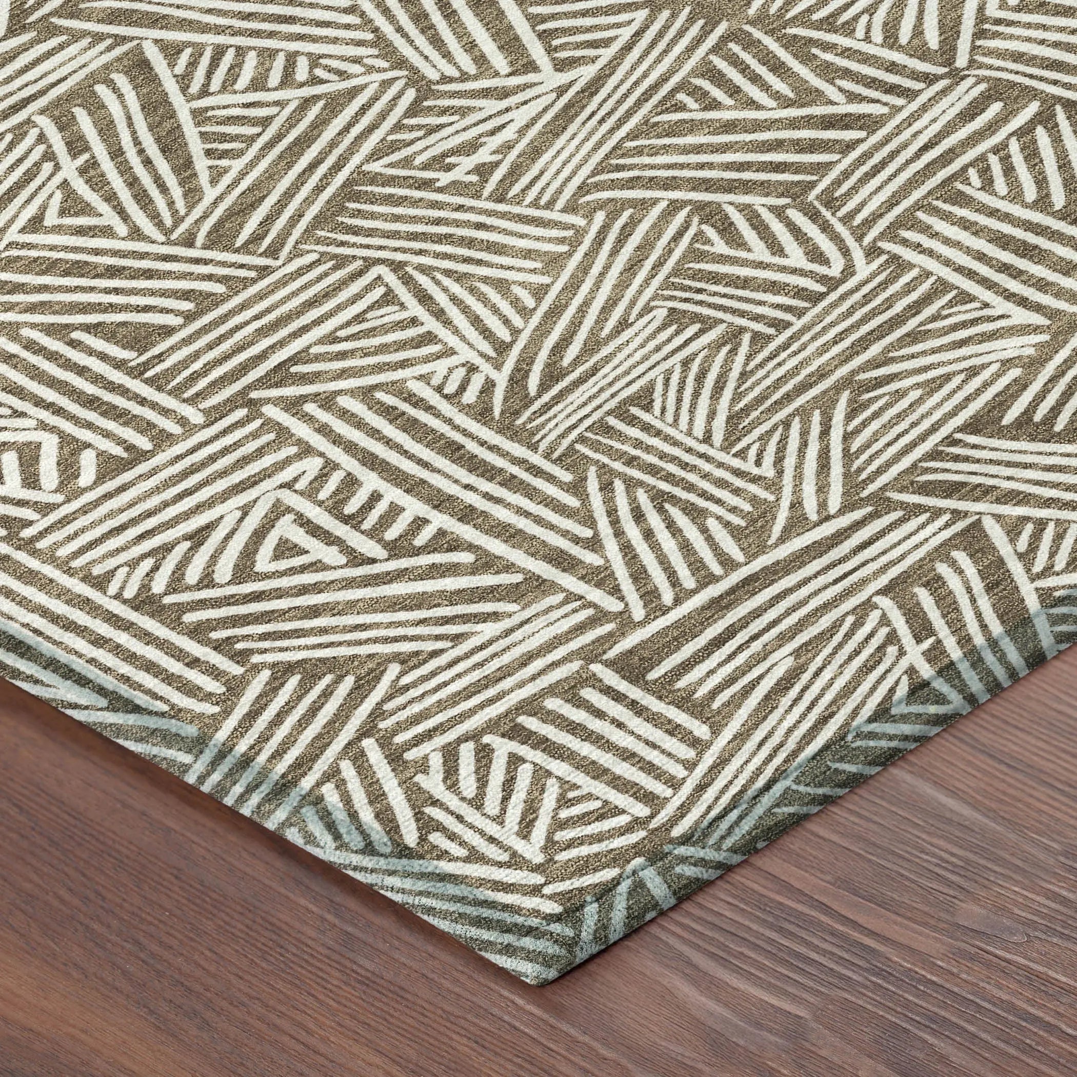 3' X 5' Brown And Ivory Geometric Washable Indoor Outdoor Area Rug Homeroots Outdoor