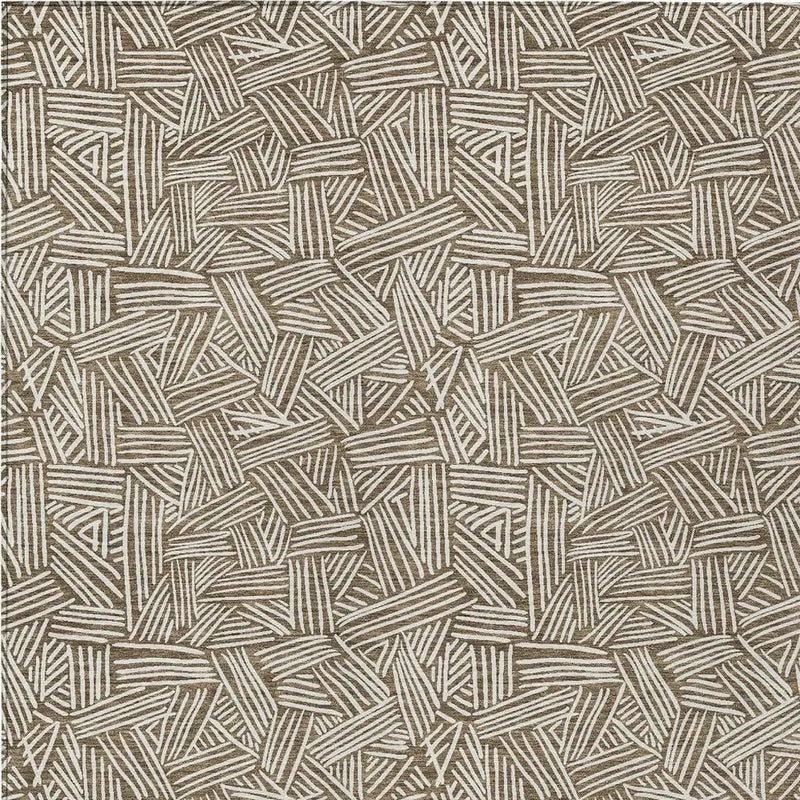 3' X 5' Brown And Ivory Geometric Washable Indoor Outdoor Area Rug Homeroots Outdoor
