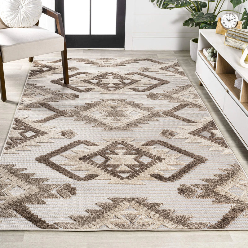 3' X 5' Brown And Ivory Moroccan Indoor Outdoor Area Rug - GreatEagleInc