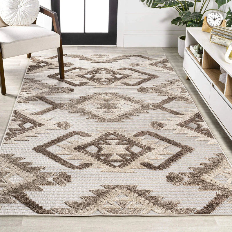 3' X 5' Brown And Ivory Moroccan Indoor Outdoor Area Rug - GreatEagleInc