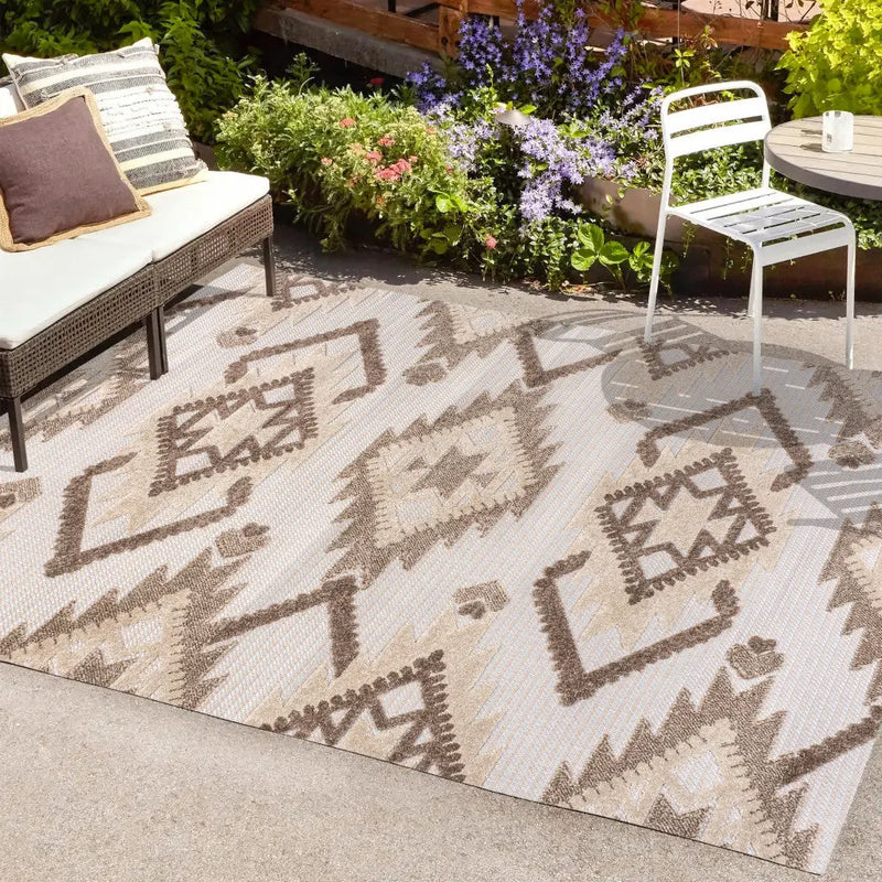3' X 5' Brown And Ivory Moroccan Indoor Outdoor Area Rug - GreatEagleInc
