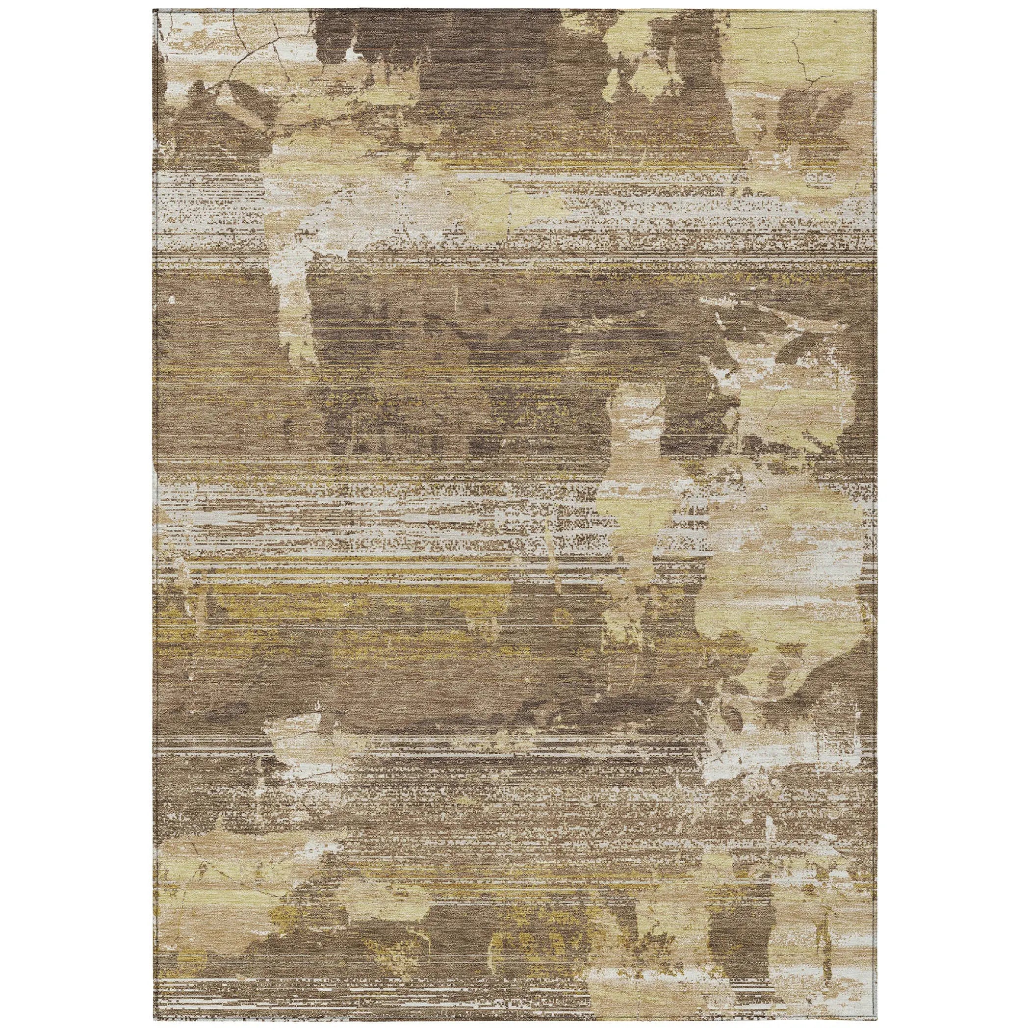 3' X 5' Brown And Khaki Abstract Washable Indoor Outdoor Area Rug Homeroots Outdoor