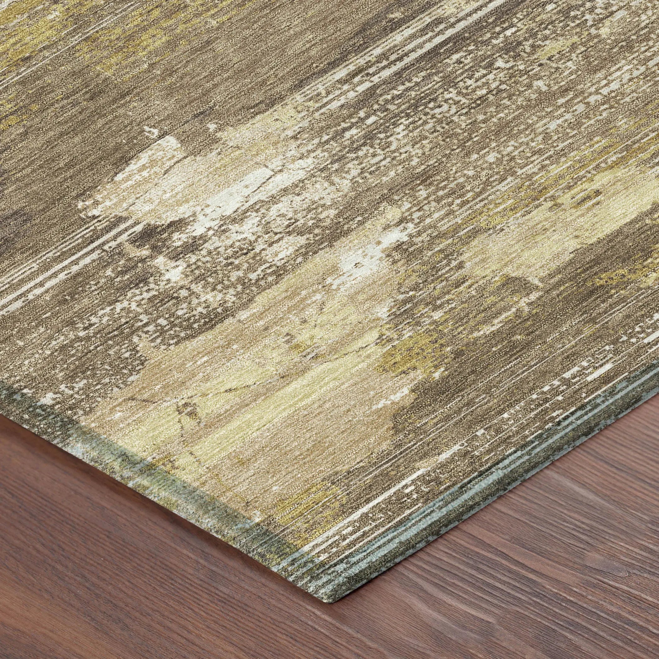 3' X 5' Brown And Khaki Abstract Washable Indoor Outdoor Area Rug Homeroots Outdoor