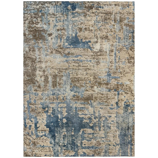 3' X 5' Brown And Khaki Abstract Washable Indoor Outdoor Area Rug Homeroots Outdoor