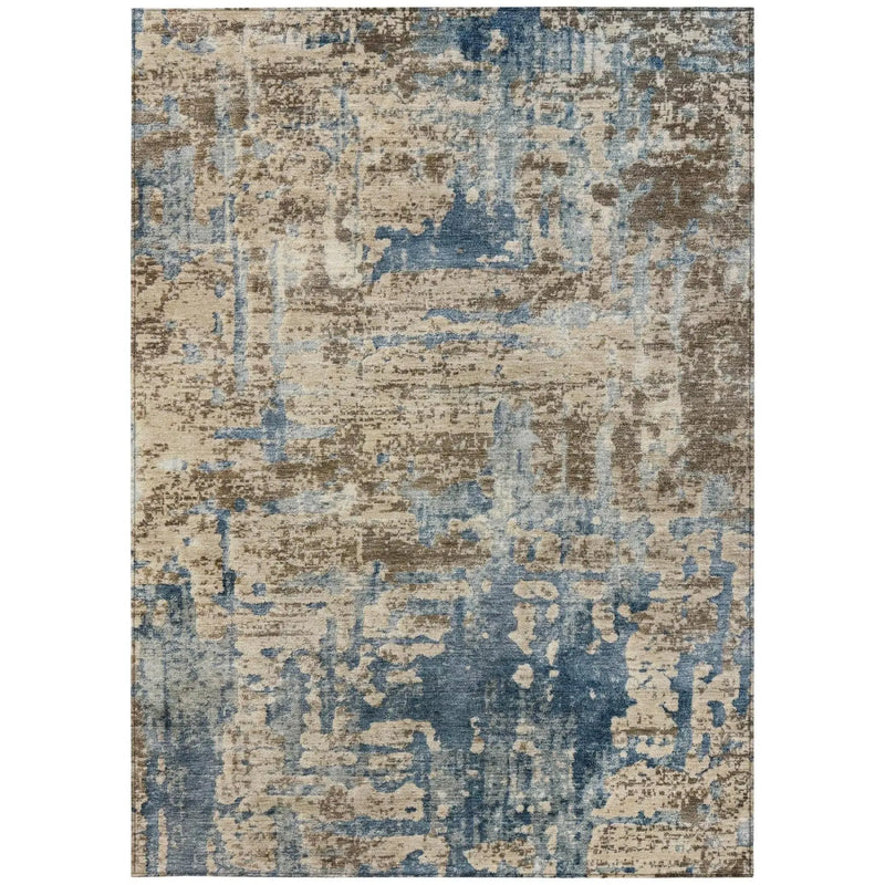 3' X 5' Brown And Khaki Abstract Washable Indoor Outdoor Area Rug Homeroots Outdoor