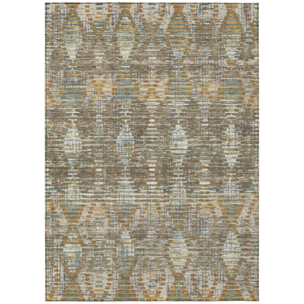 3' X 5' Brown And Khaki Floral Medallion Washable Indoor Outdoor Area Rug Homeroots Outdoor