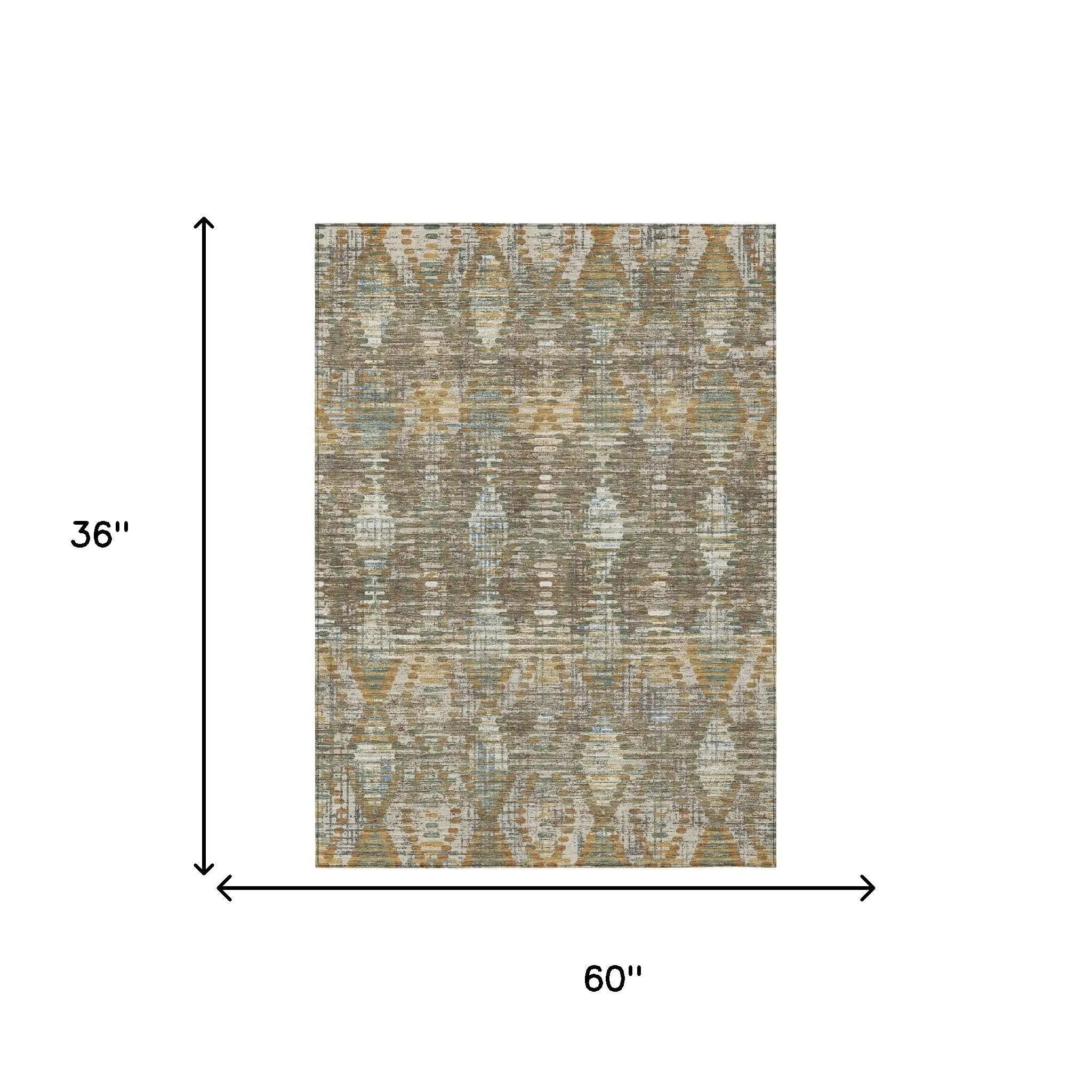 3' X 5' Brown And Khaki Floral Medallion Washable Indoor Outdoor Area Rug Homeroots Outdoor