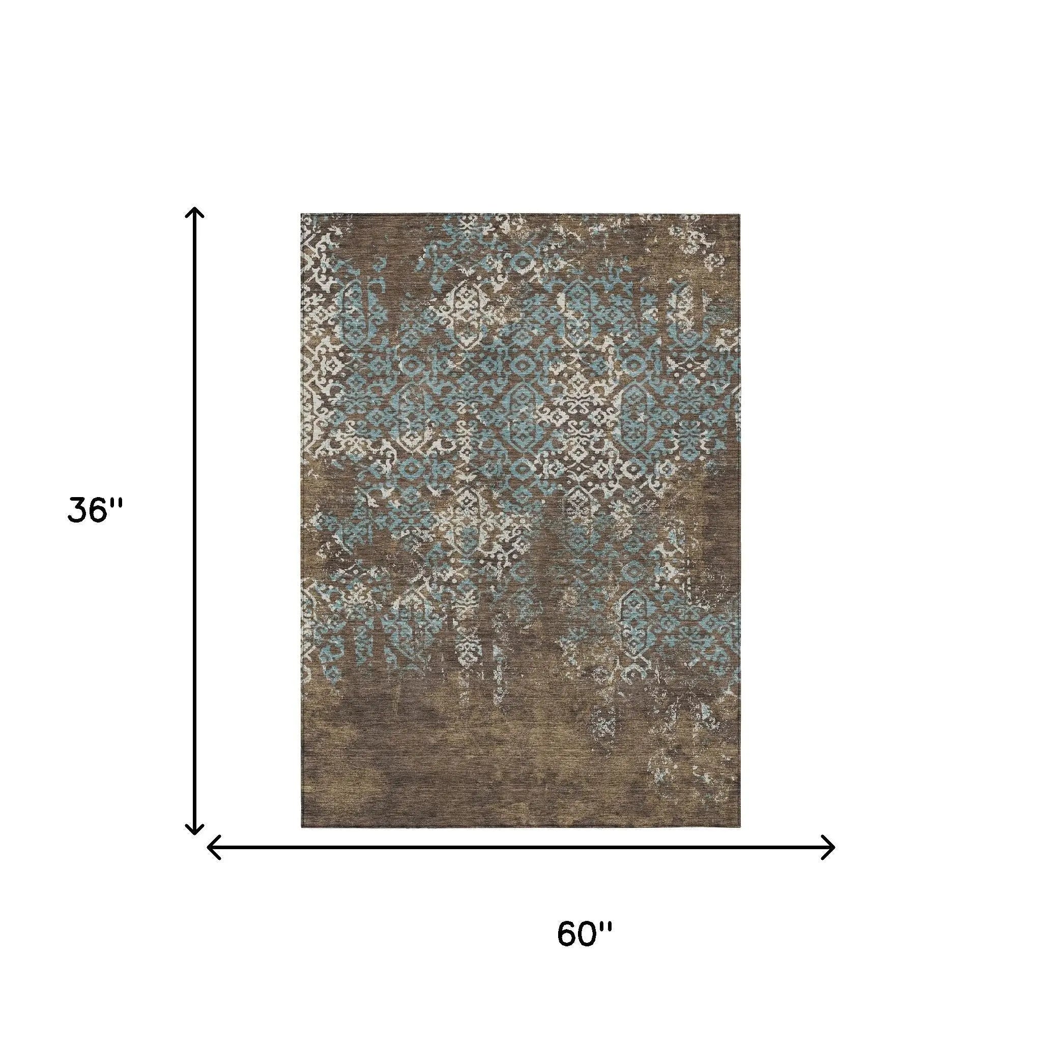 3' X 5' Brown And Khaki Oriental Washable Indoor Outdoor Area Rug Homeroots Outdoor