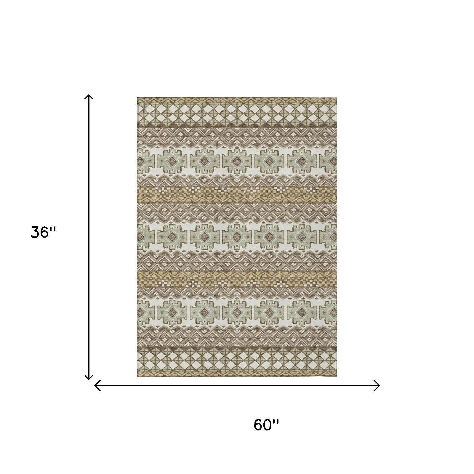 3' X 5' Brown And Khaki Striped Washable Indoor Outdoor Area Rug Homeroots Outdoor