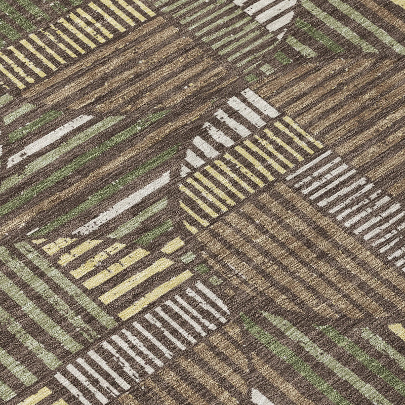 3' X 5' Brown And Linen Geometric Washable Indoor Outdoor Area Rug Homeroots Outdoor