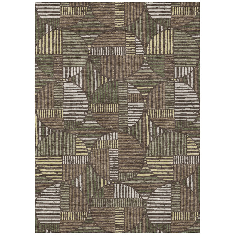 3' X 5' Brown And Linen Geometric Washable Indoor Outdoor Area Rug Homeroots Outdoor