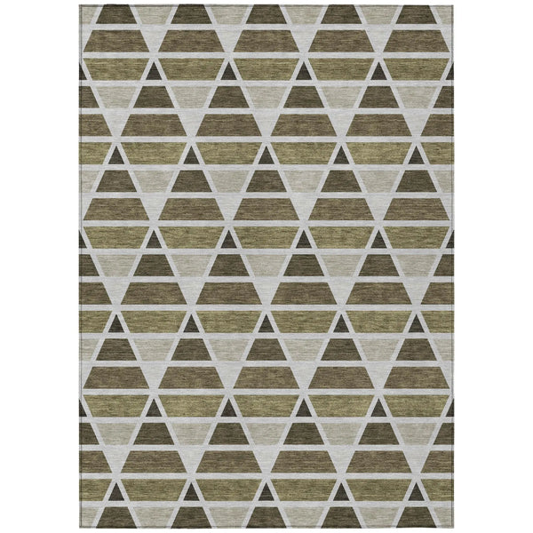 3' X 5' Brown And Pewter Geometric Washable Indoor Outdoor Area Rug Homeroots Outdoor