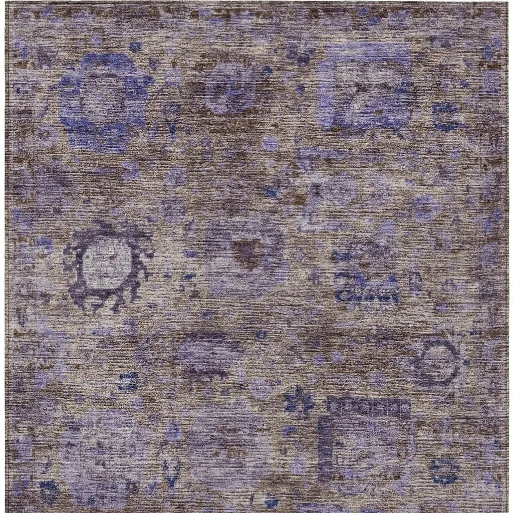 3' X 5' Brown And Plum Abstract Washable Indoor Outdoor Area Rug Homeroots Outdoor