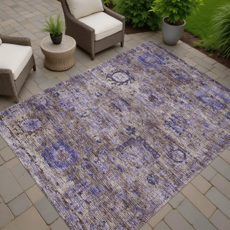 3' X 5' Brown And Plum Abstract Washable Indoor Outdoor Area Rug Homeroots Outdoor