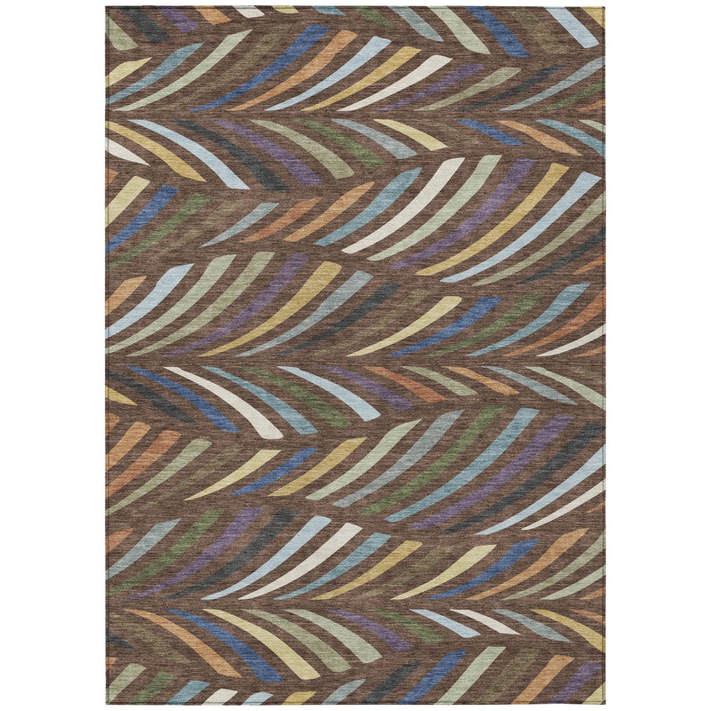 3' X 5' Brown And Plum Abstract Washable Indoor Outdoor Area Rug Homeroots Outdoor