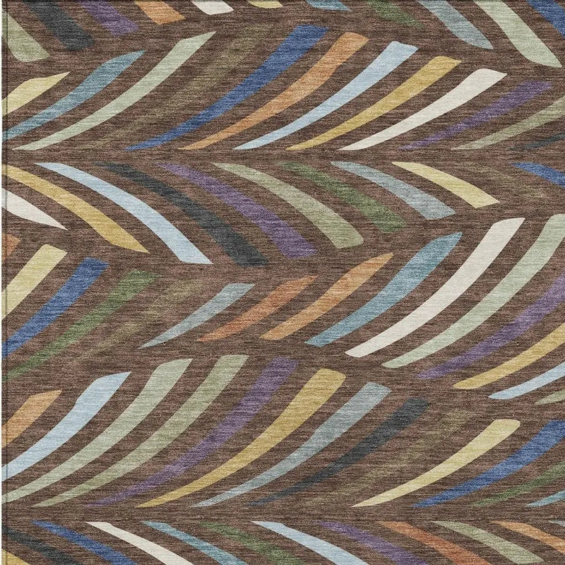 3' X 5' Brown And Plum Abstract Washable Indoor Outdoor Area Rug Homeroots Outdoor