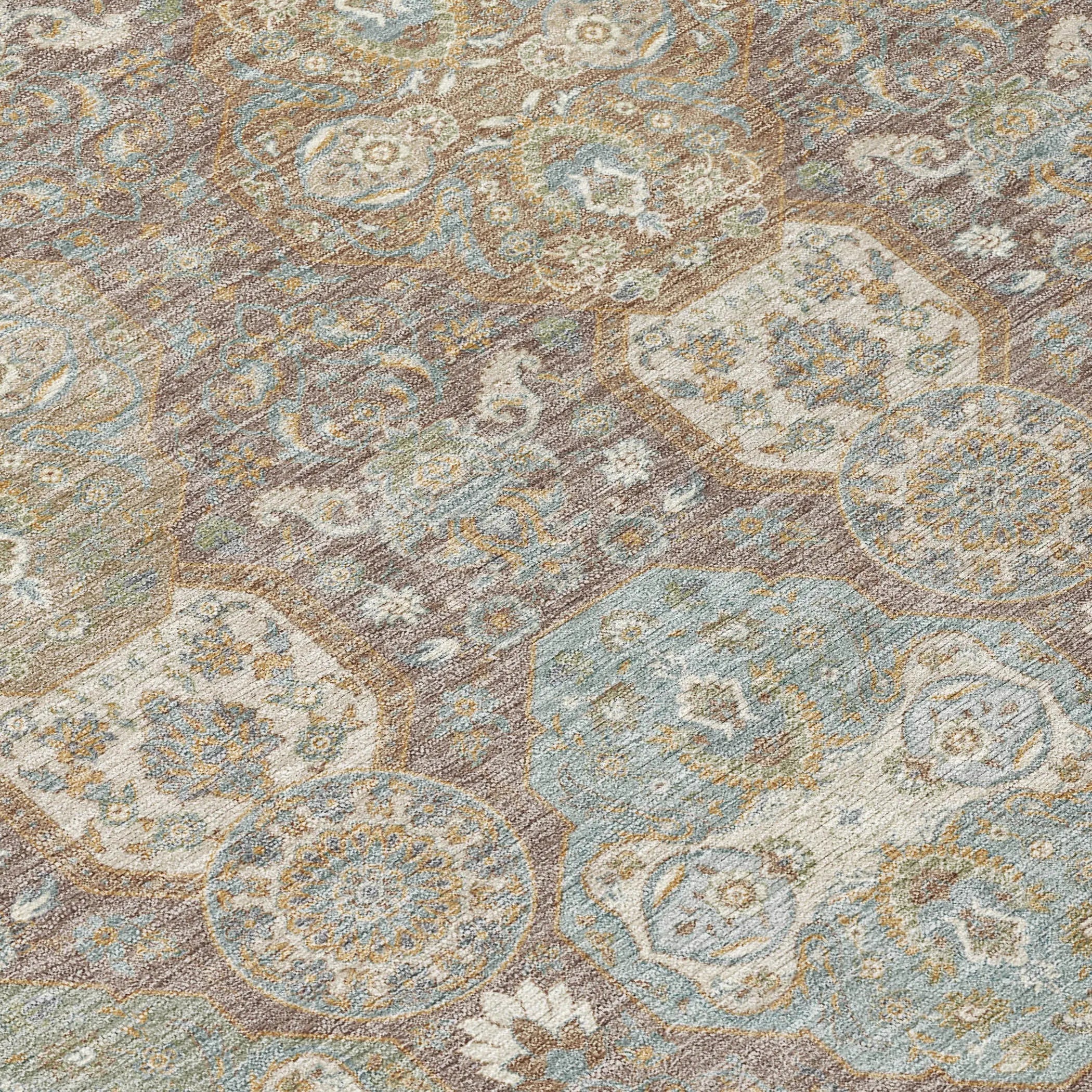 3' X 5' Brown And Sage Floral Washable Indoor Outdoor Area Rug Homeroots Outdoor