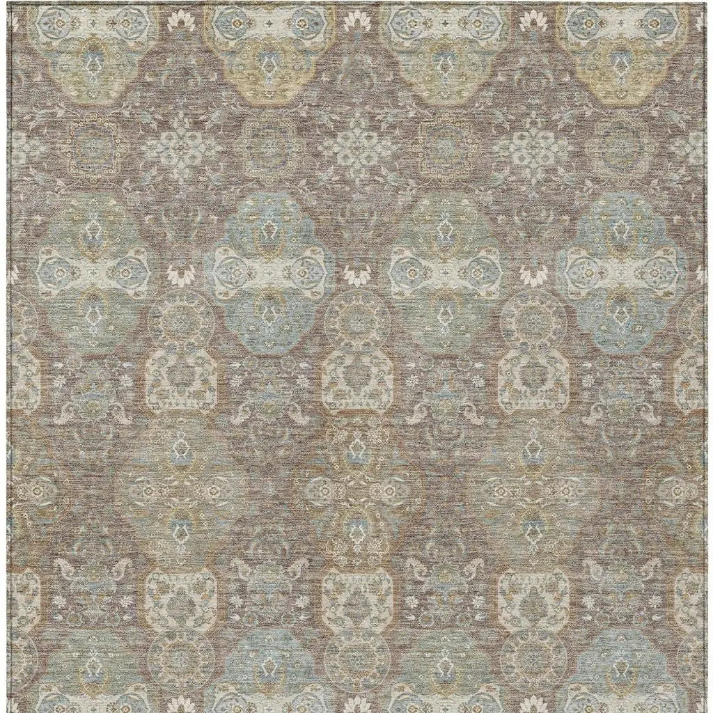 3' X 5' Brown And Sage Floral Washable Indoor Outdoor Area Rug Homeroots Outdoor