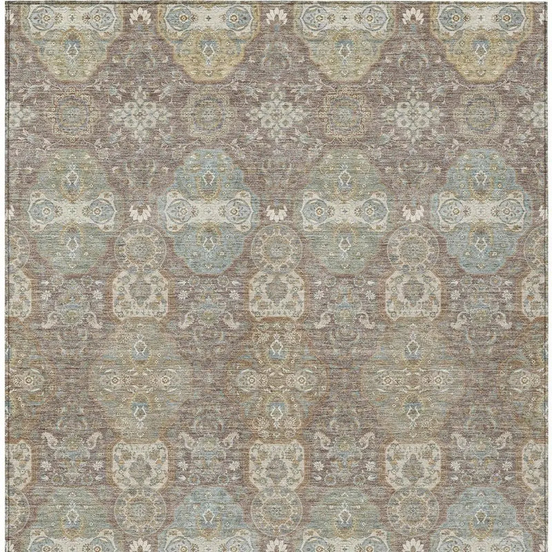 3' X 5' Brown And Sage Floral Washable Indoor Outdoor Area Rug Homeroots Outdoor
