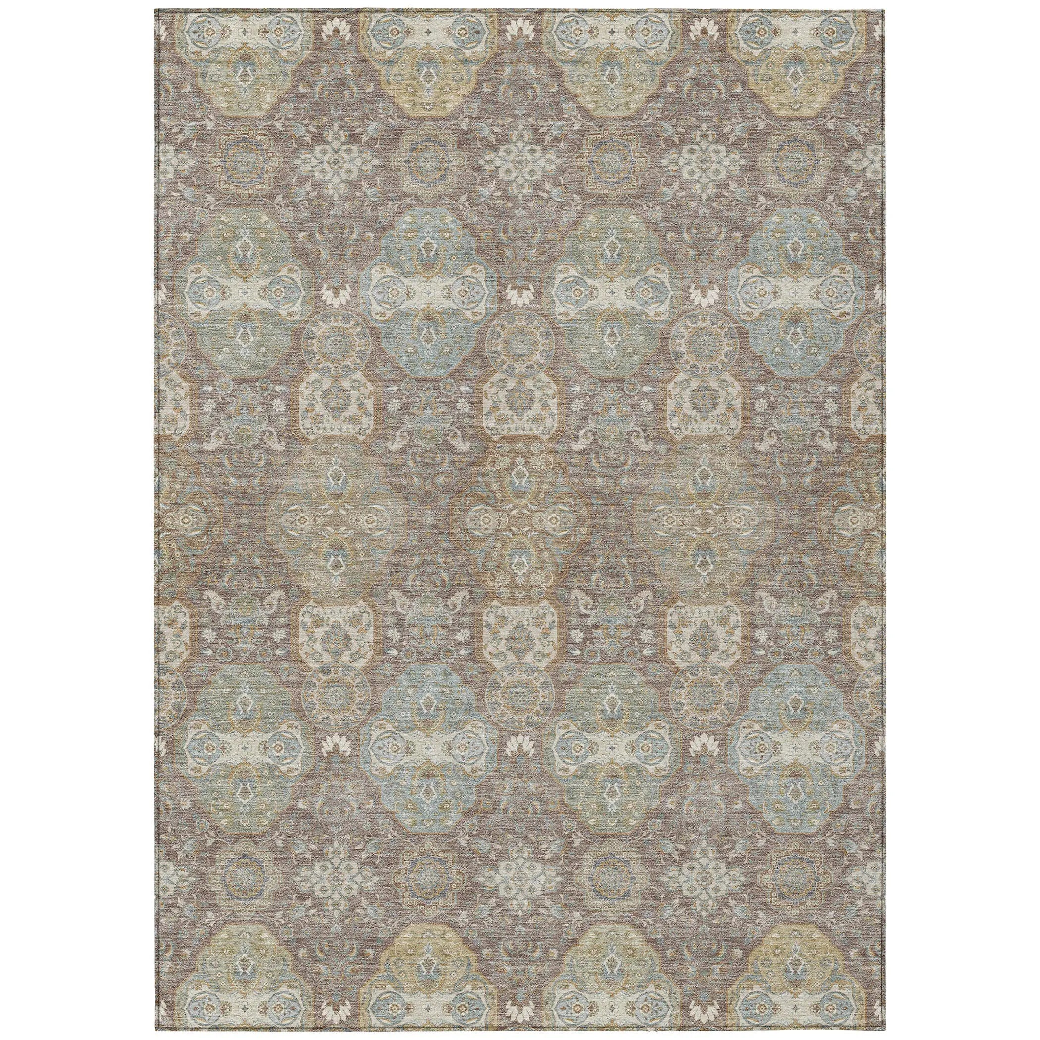 3' X 5' Brown And Sage Floral Washable Indoor Outdoor Area Rug Homeroots Outdoor