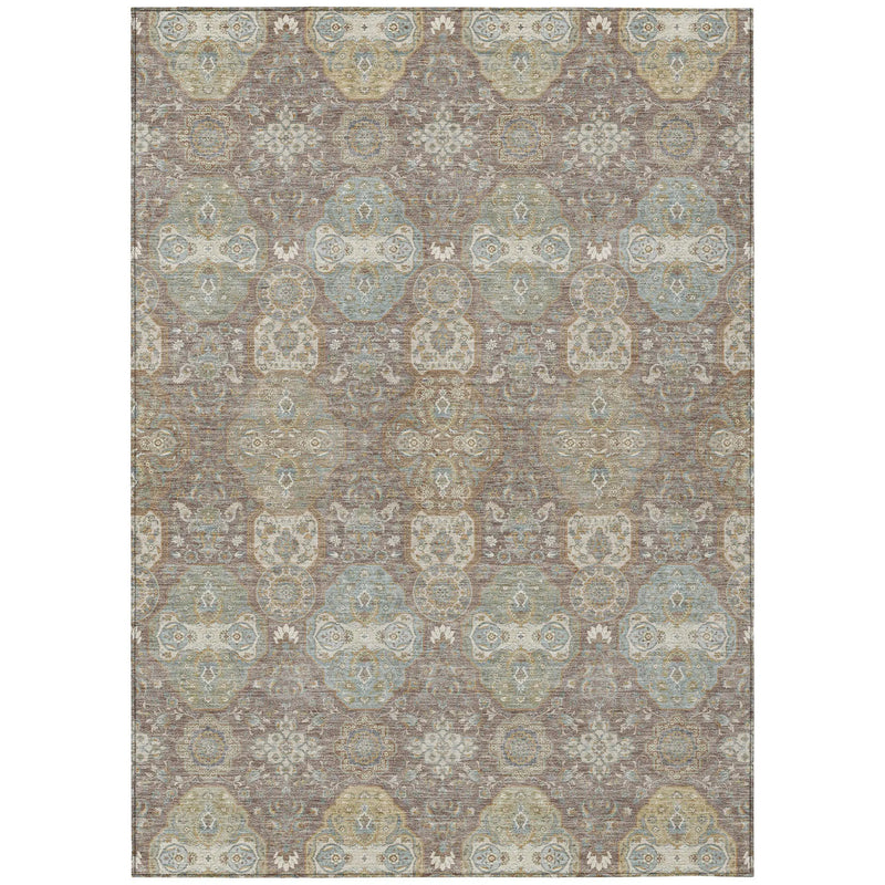 3' X 5' Brown And Sage Floral Washable Indoor Outdoor Area Rug Homeroots Outdoor