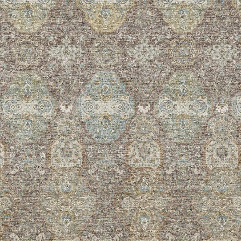 3' X 5' Brown And Sage Floral Washable Indoor Outdoor Area Rug Homeroots Outdoor