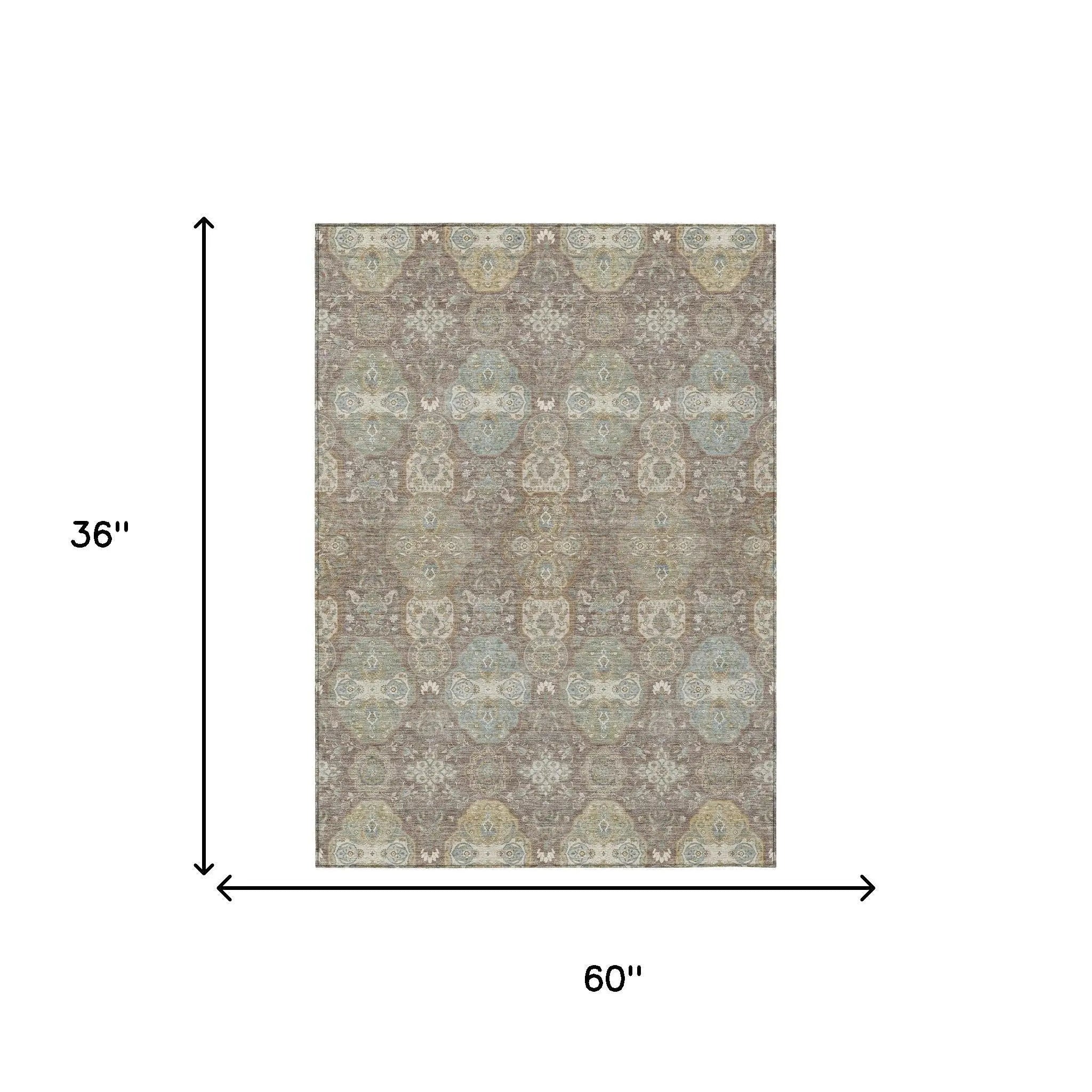 3' X 5' Brown And Sage Floral Washable Indoor Outdoor Area Rug Homeroots Outdoor