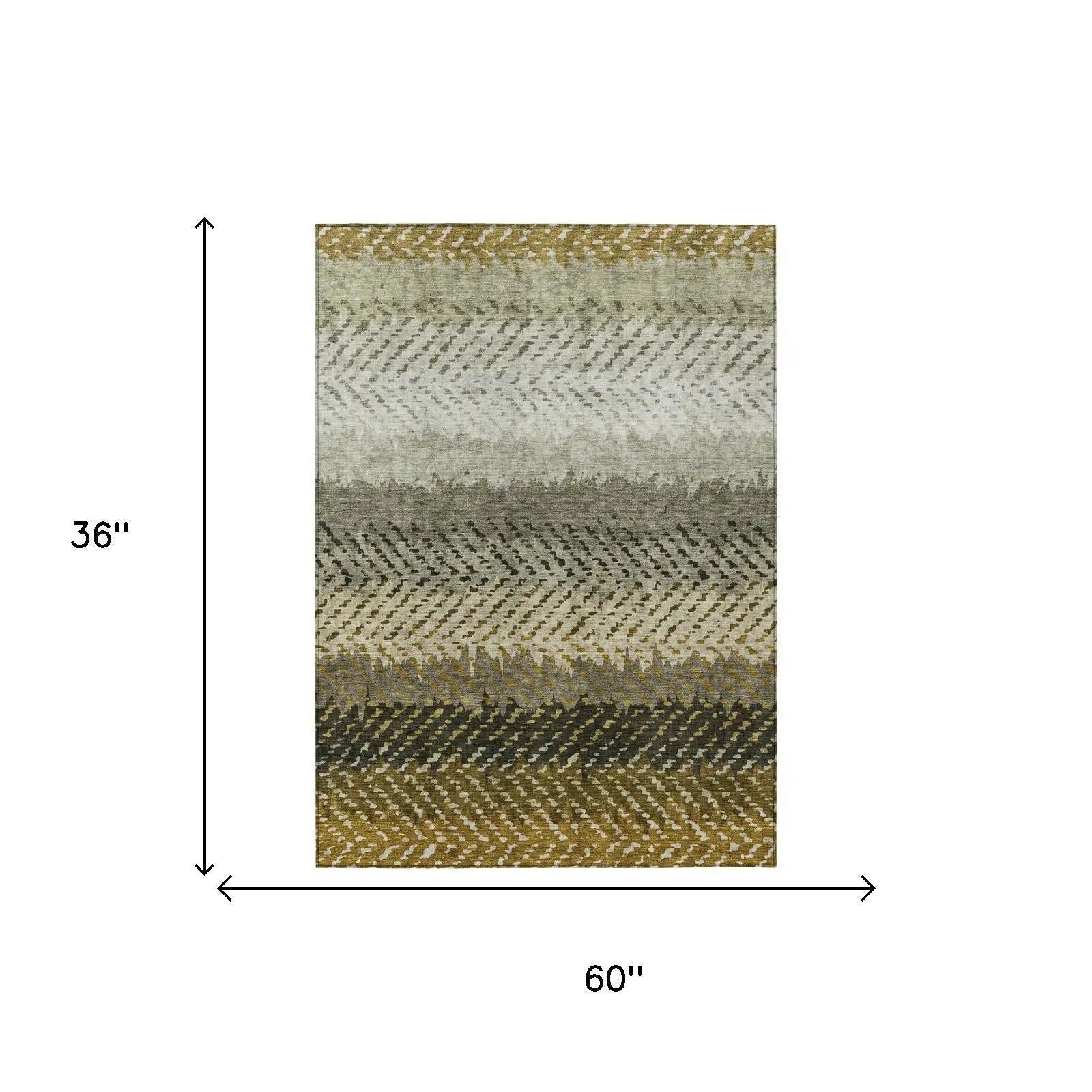 3' X 5' Brown And Sage Striped Washable Indoor Outdoor Area Rug Homeroots Outdoor