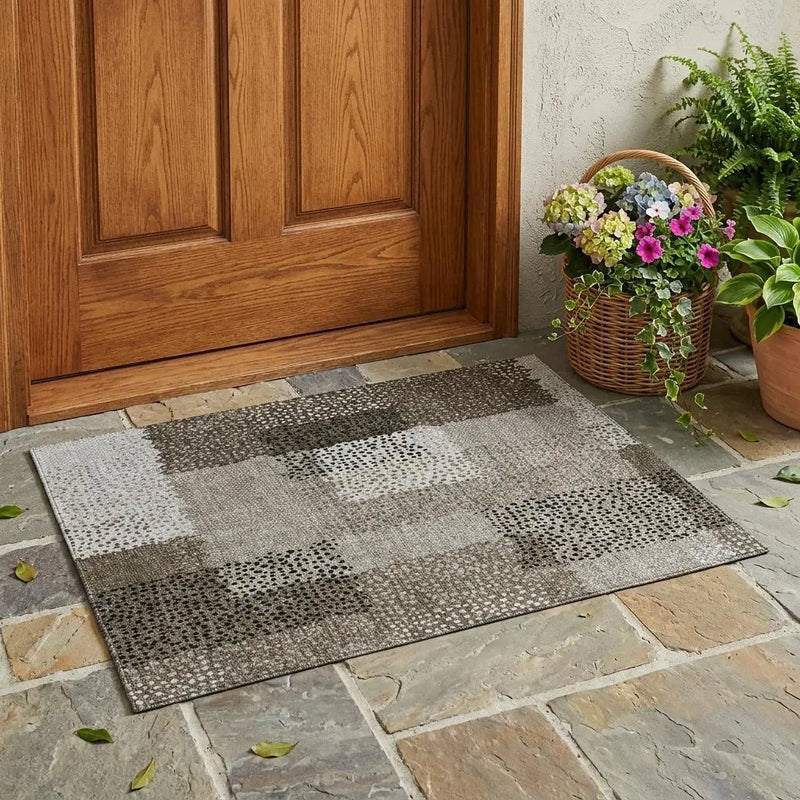 3' X 5' Brown And Silver Abstract Washable Indoor Outdoor Area Rug Homeroots Outdoor