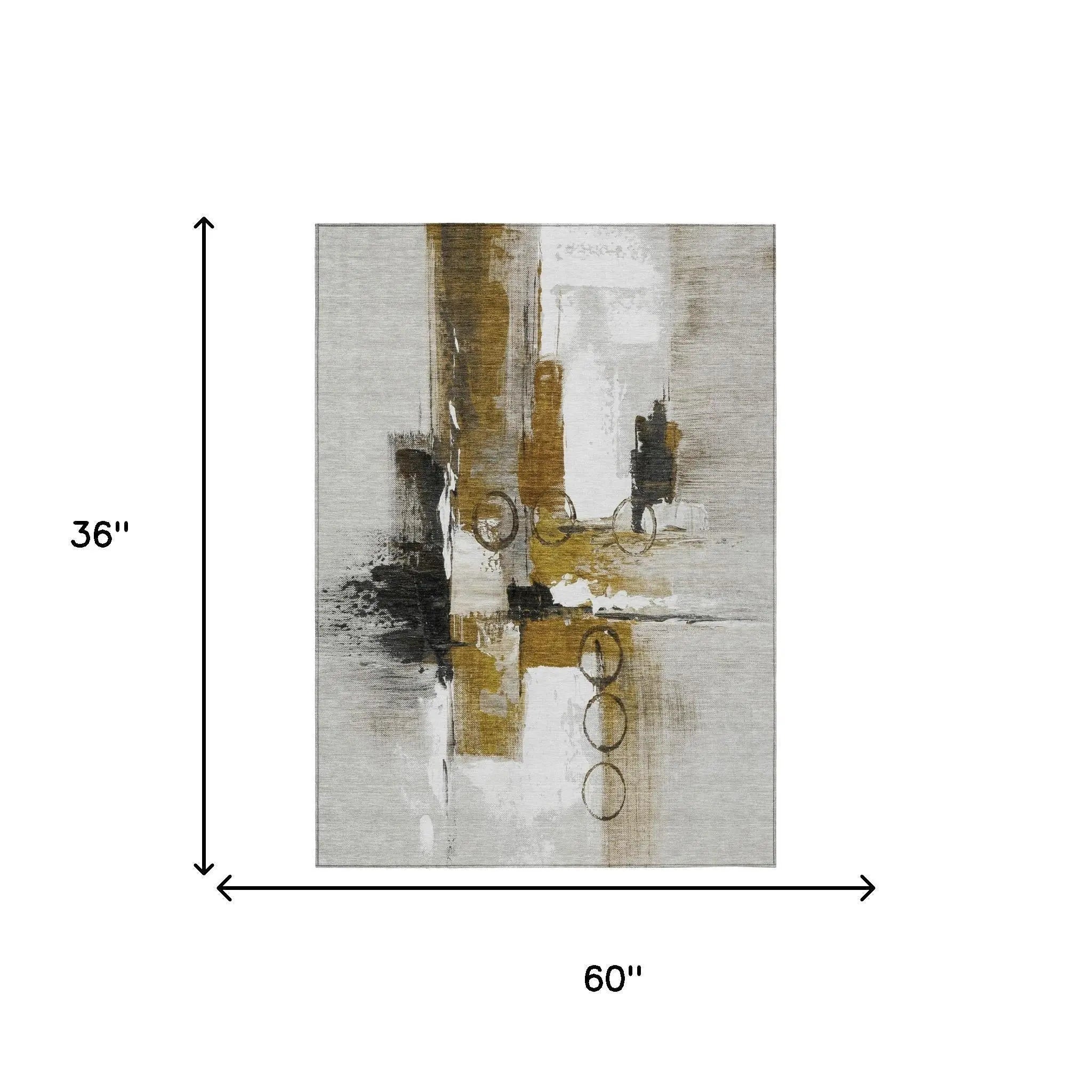 3' X 5' Brown And Silver Abstract Washable Indoor Outdoor Area Rug Homeroots Outdoor