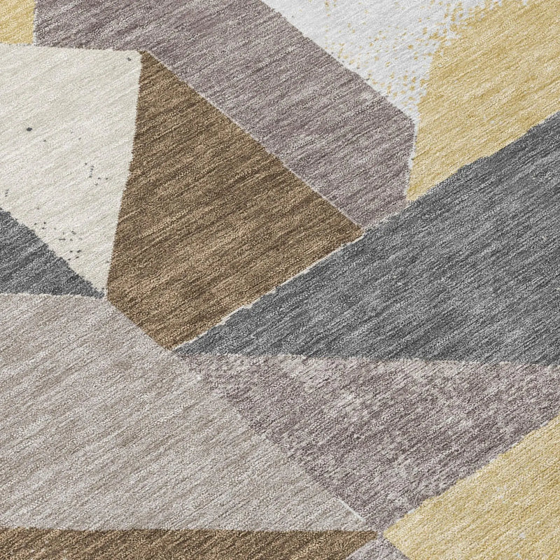 3' X 5' Brown And Silver Geometric Washable Indoor Outdoor Area Rug Homeroots Outdoor