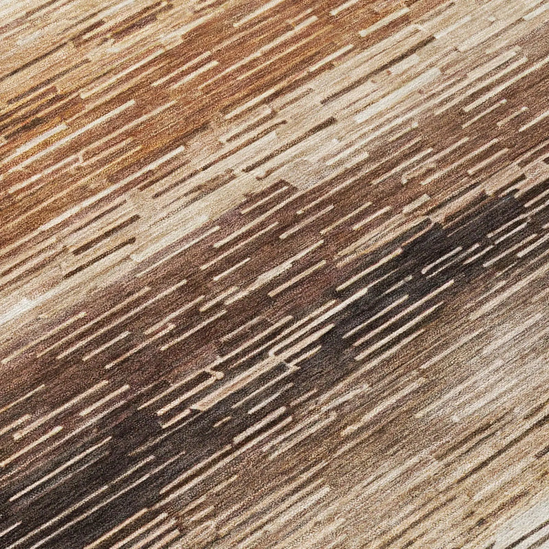 3' X 5' Brown And Silver Striped Washable Indoor Outdoor Area Rug Homeroots Outdoor