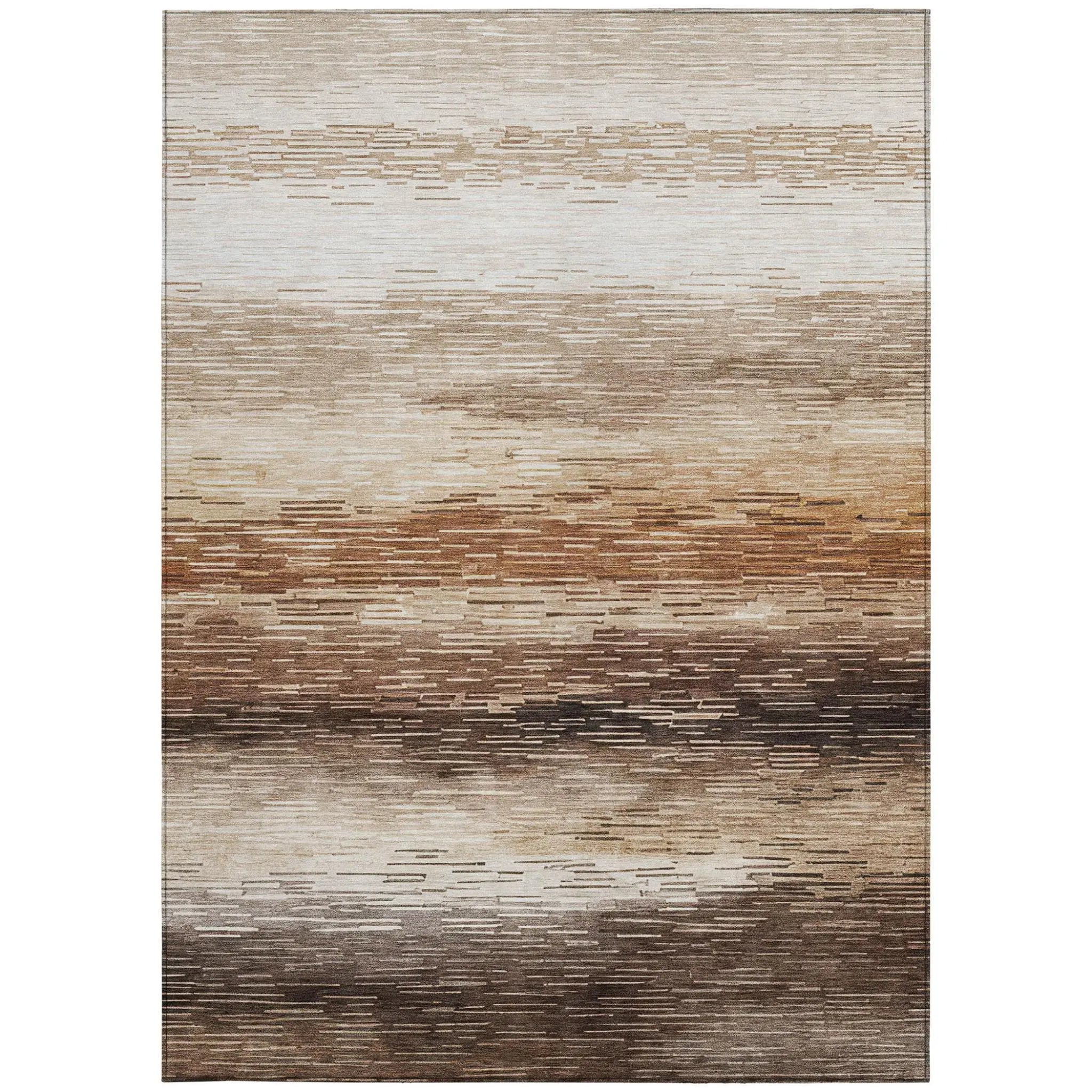 3' X 5' Brown And Silver Striped Washable Indoor Outdoor Area Rug Homeroots Outdoor