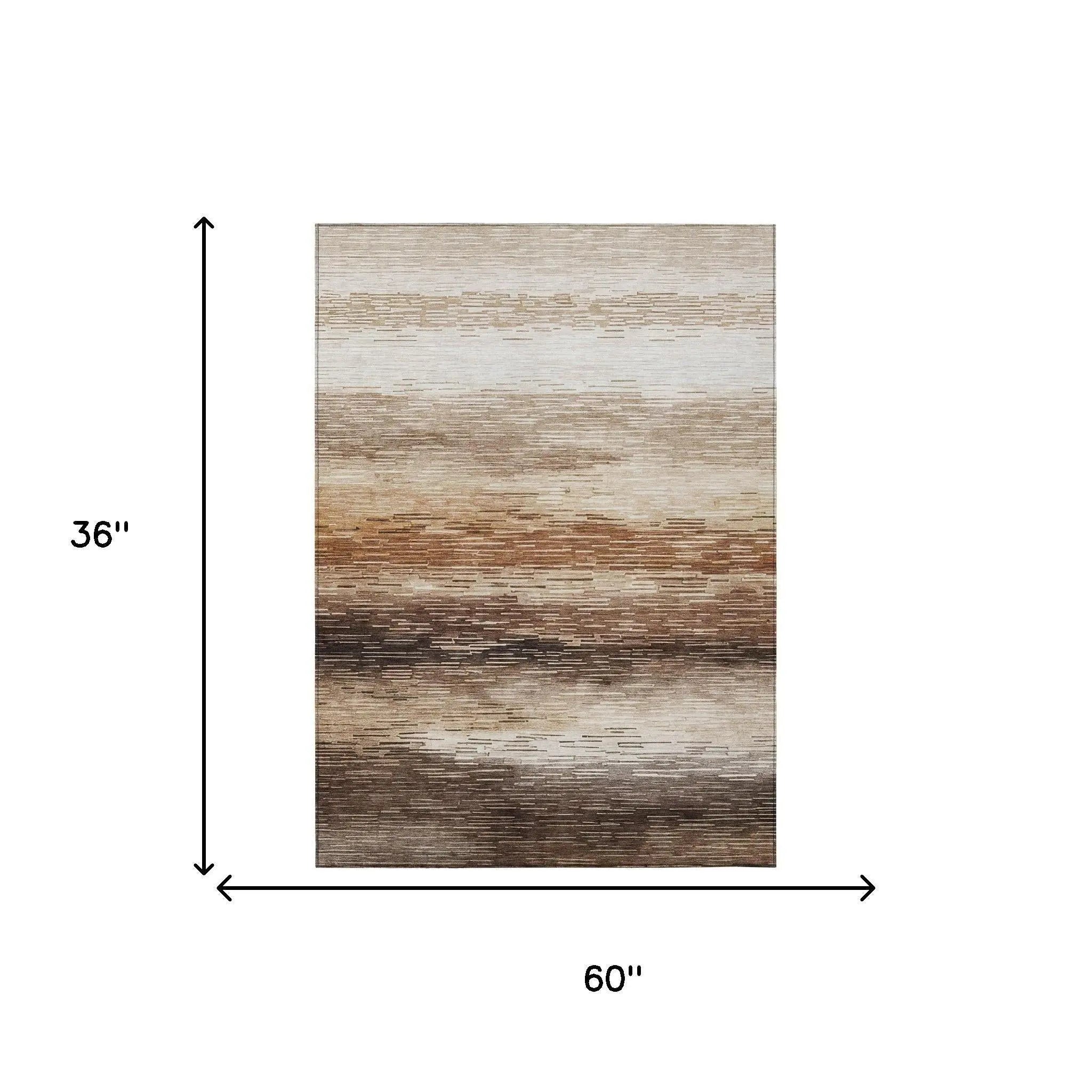 3' X 5' Brown And Silver Striped Washable Indoor Outdoor Area Rug Homeroots Outdoor