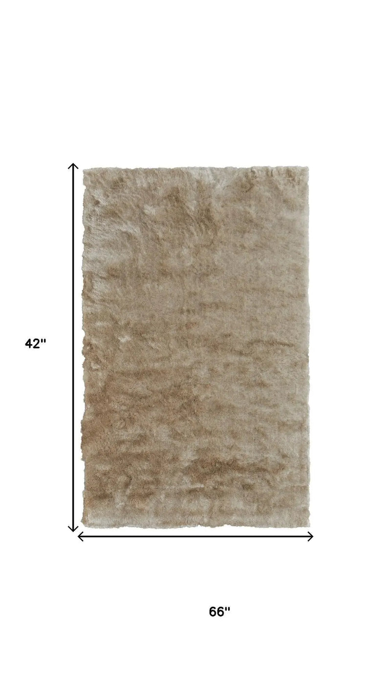 3' X 5' Brown And Tan Shag Hand Tufted Area Rug Homeroots Home Decor
