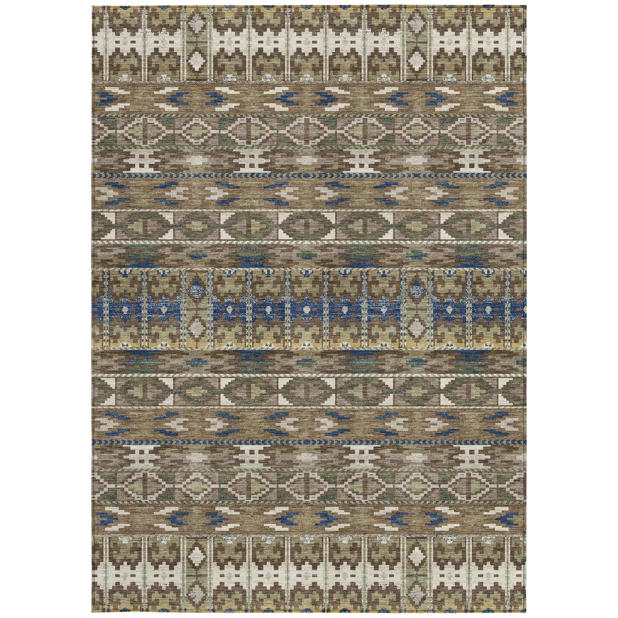 3' X 5' Brown And Taupe Geometric Washable Indoor Outdoor Area Rug Homeroots Outdoor