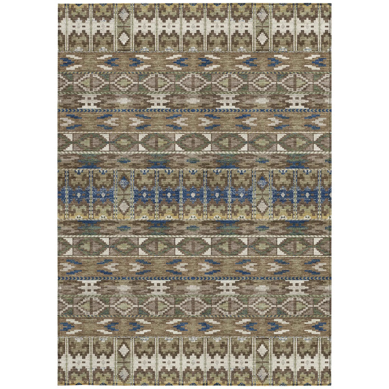 3' X 5' Brown And Taupe Geometric Washable Indoor Outdoor Area Rug Homeroots Outdoor