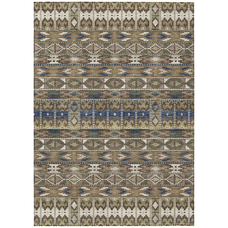 3' X 5' Brown And Taupe Geometric Washable Indoor Outdoor Area Rug Homeroots Outdoor