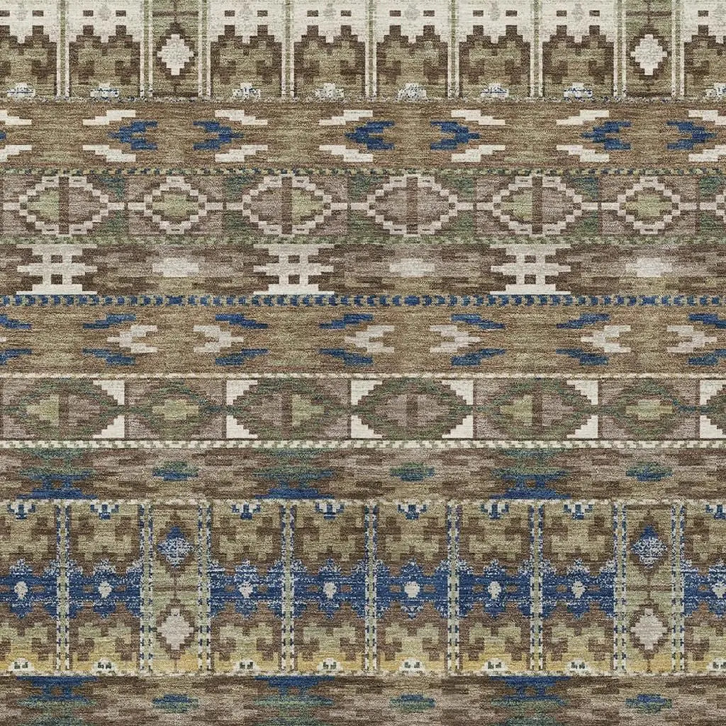 3' X 5' Brown And Taupe Geometric Washable Indoor Outdoor Area Rug Homeroots Outdoor