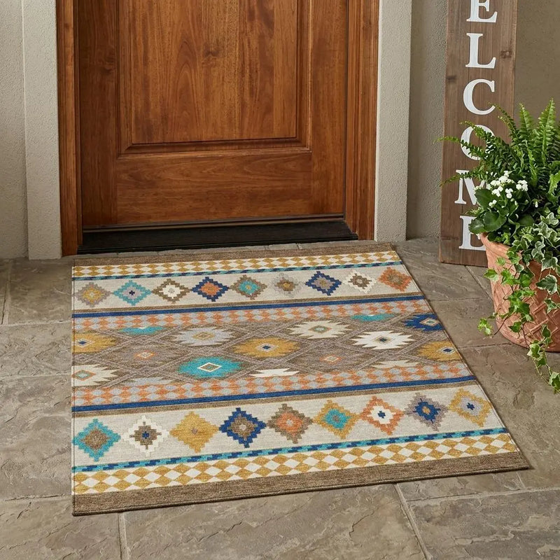 3' X 5' Brown And Taupe Southwestern Washable Indoor Outdoor Area Rug Homeroots Outdoor