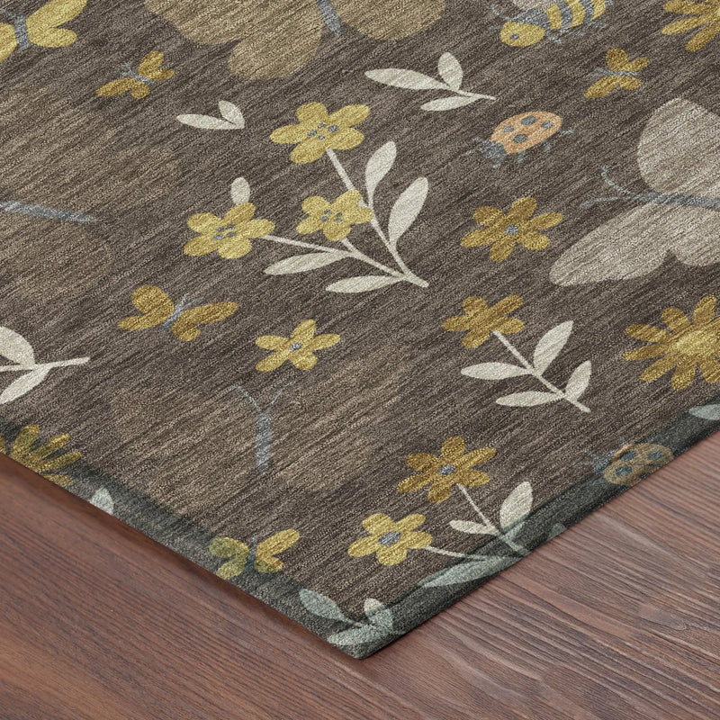 3' X 5' Brown And Walnut Abstract Washable Indoor Outdoor Area Rug Homeroots Outdoor