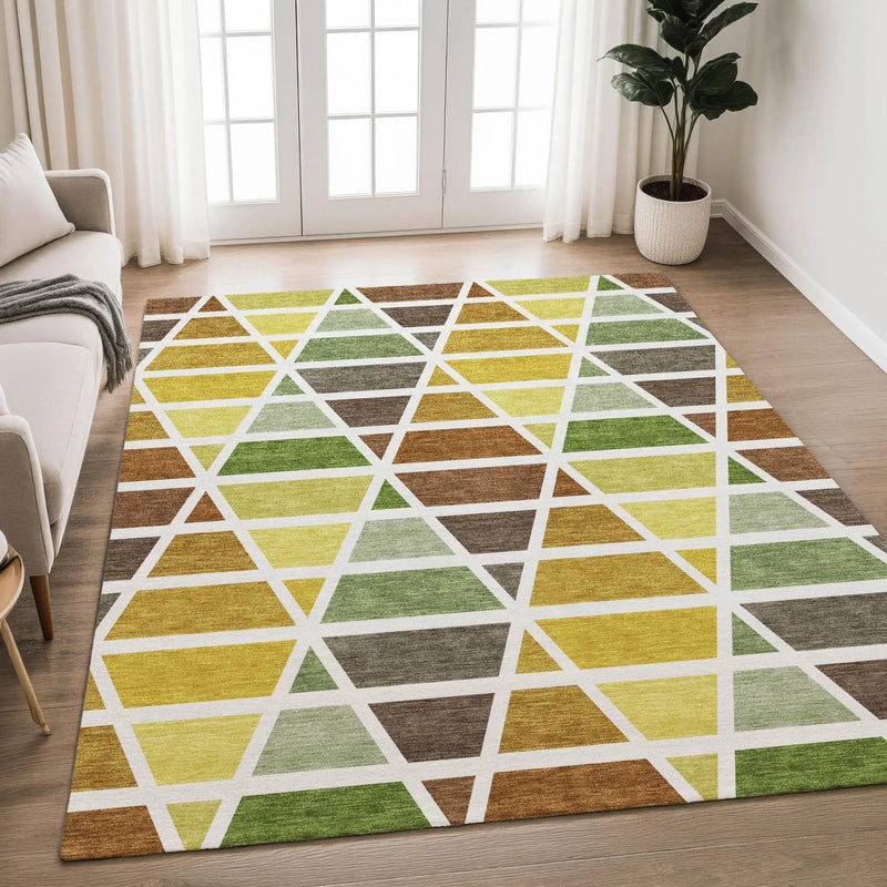 3' X 5' Brown And White Geometric Washable Indoor Outdoor Area Rug Homeroots Outdoor