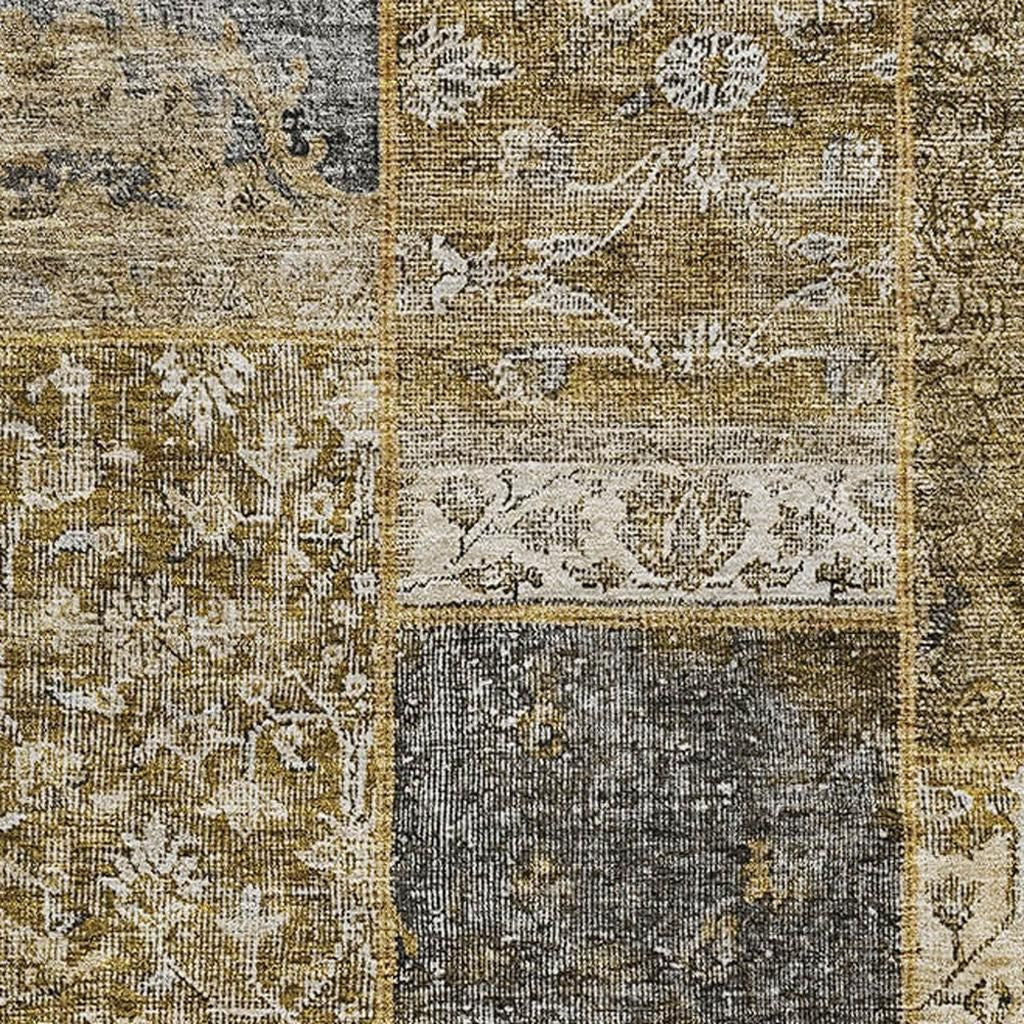 3' X 5' Brown Gray And Charcoal Patchwork Washable Area Rug With UV Protection Homeroots Home Decor