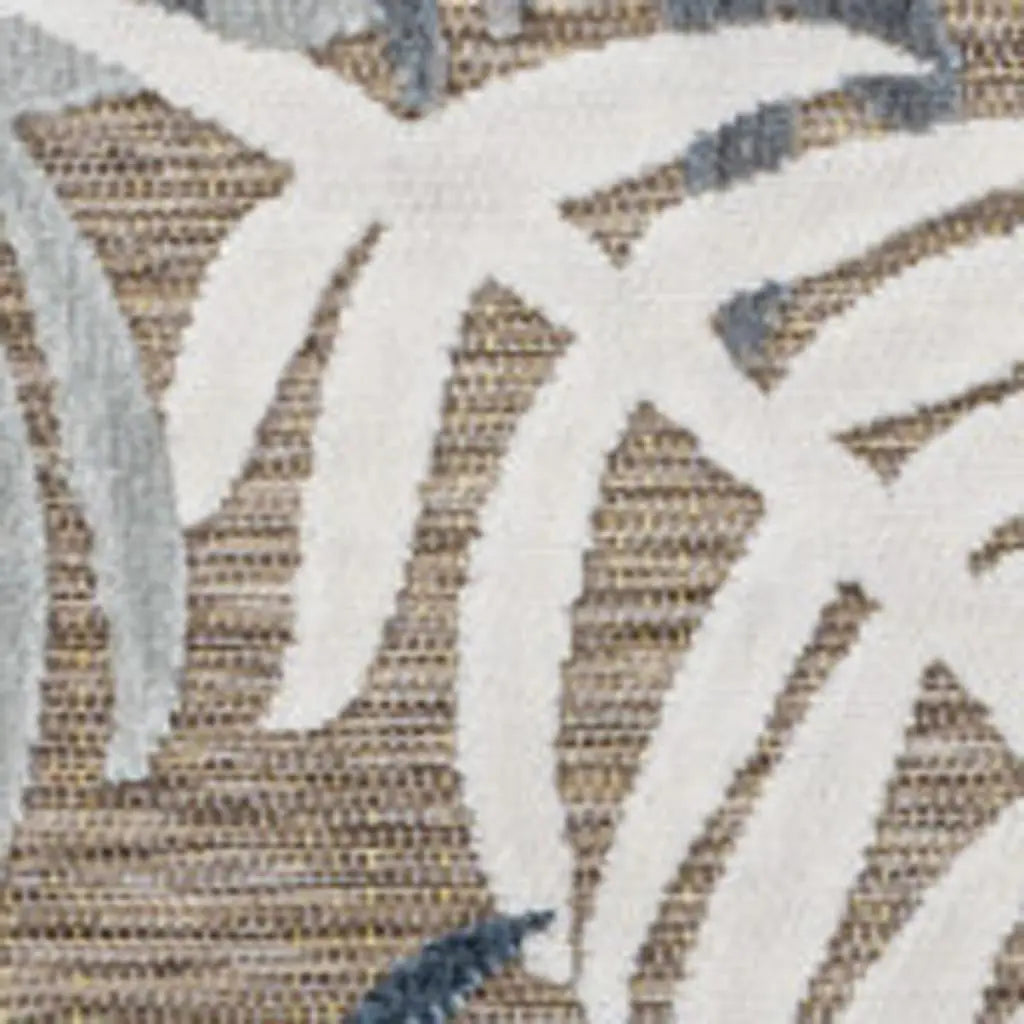 3' X 5' Brown Navy Blue And Ivory Floral Indoor Outdoor Area Rug - GreatEagleInc