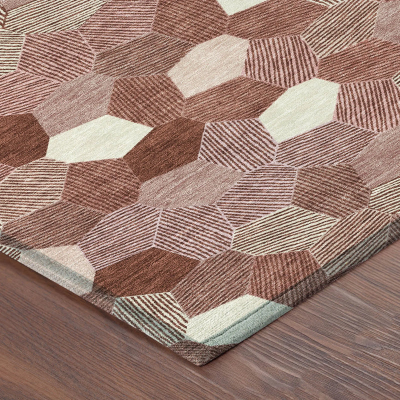 3' X 5' Burgundy And Ivory Geometric Washable Indoor Outdoor Area Rug Homeroots Outdoor