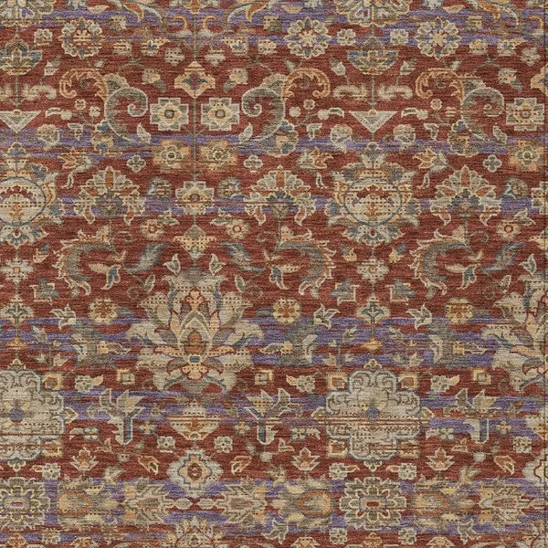 3' X 5' Burgundy And Orange Floral Medallion Washable Indoor Outdoor Area Rug Homeroots Outdoor