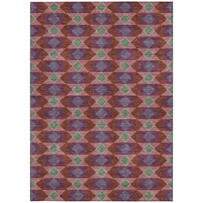 3' X 5' Burgundy And Pewter Geometric Washable Indoor Outdoor Area Rug Homeroots Outdoor